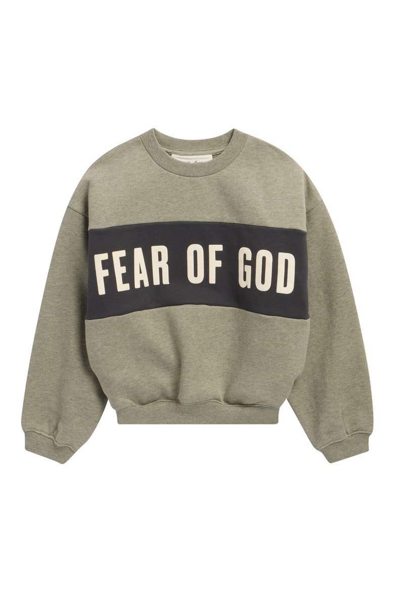 Kids' Logo Panel Sweatshirt, Main, color, SEAL HEATHER/ IRON GREY