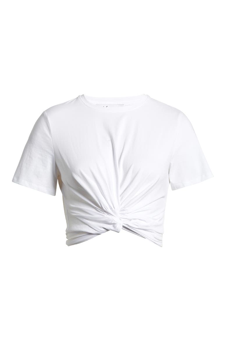 Brinnie Twist Front Cotton Crop T-Shirt, Alternate, color, WHITE