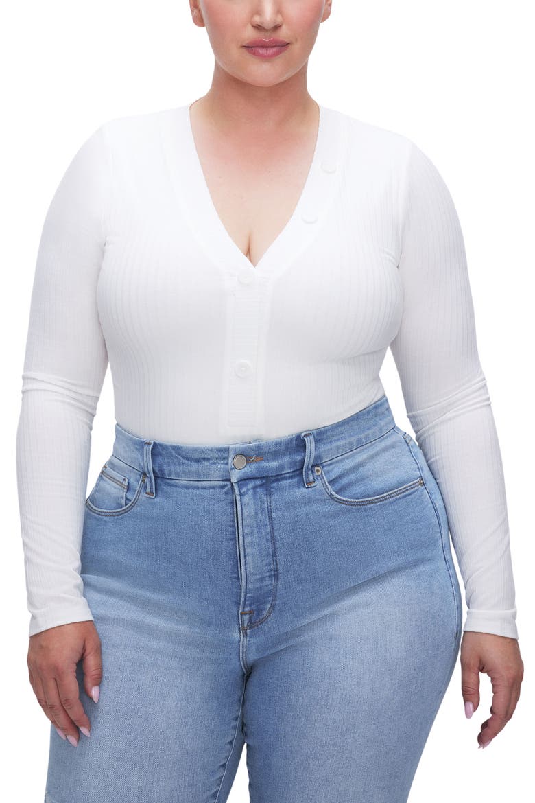 Rib Long Sleeve Henley Bodysuit, Alternate, color, IVORY001
