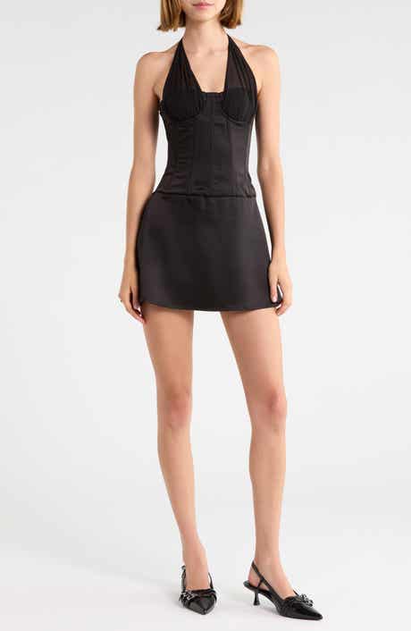 Evalana Corset Mini Halter Dress