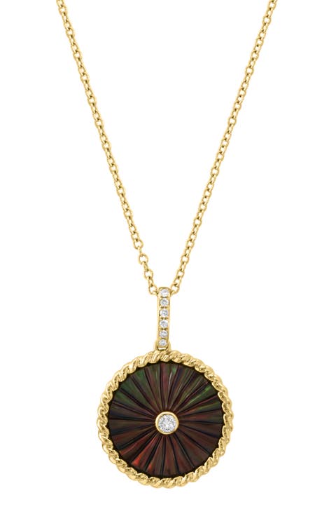 Diamond & Mother-of-Pearl Burst Pendant Necklace