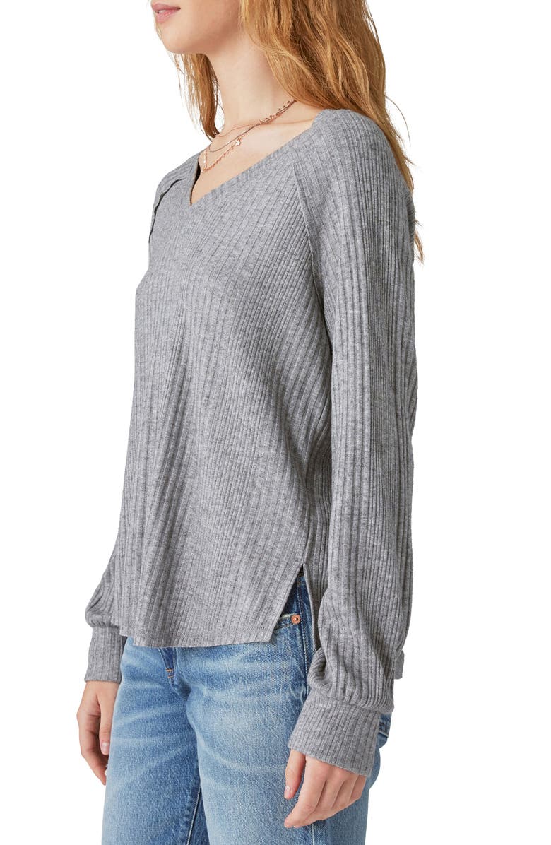 Lucky Brand Cloud Rib Jersey V-Neck Top, Alternate, color, 