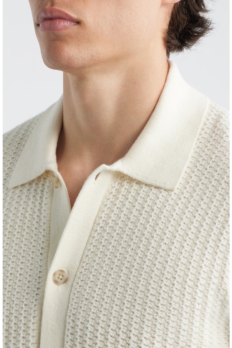 Short Sleeve Cashmere & Cotton Cardigan, Alternate, color, BLANCO