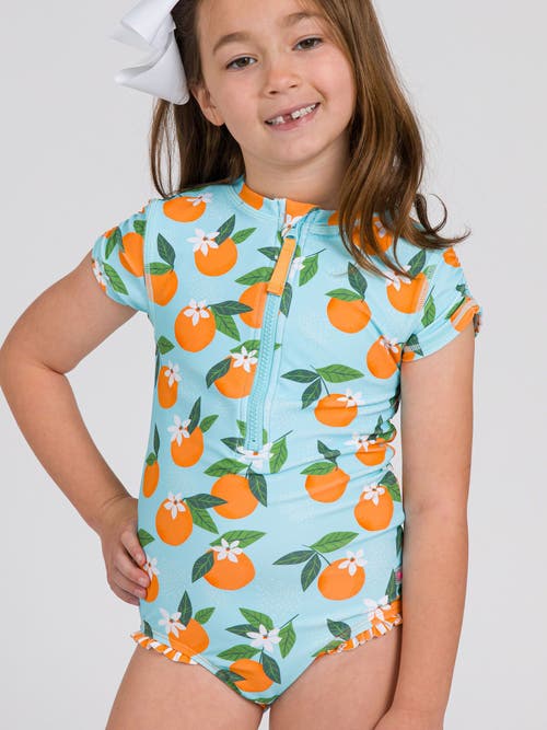 Rufflebutts Girls Short Sleeve Upf50+ One Piece Rash Guard In Multi