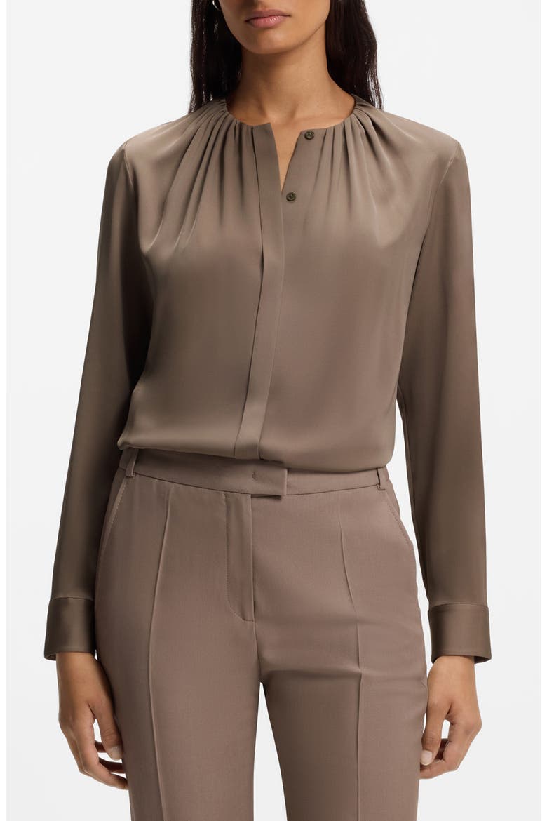 Banorah Stretch Silk Top, Main, color, WALNUT