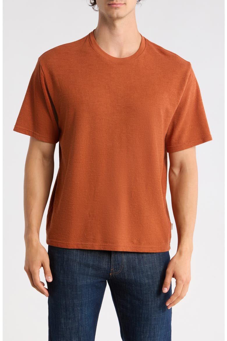 Textured Boxy Knit T-Shirt, Main, color, PECAN BROWN