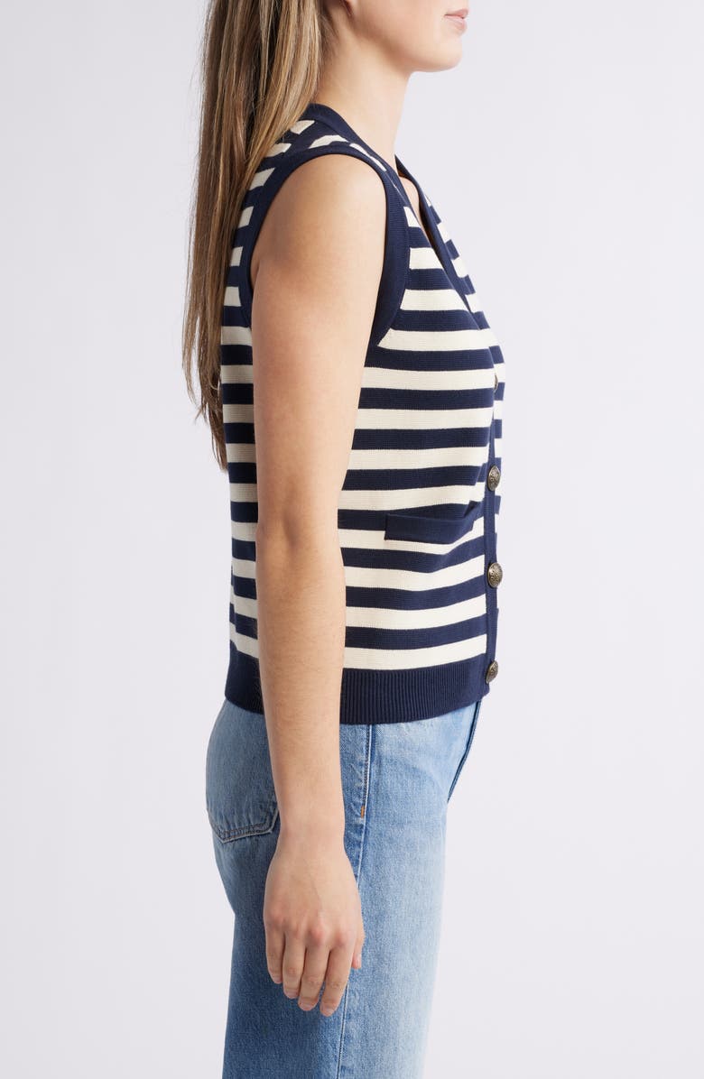Boden Holly Stripe Cotton Button-Up Vest, Alternate, color,