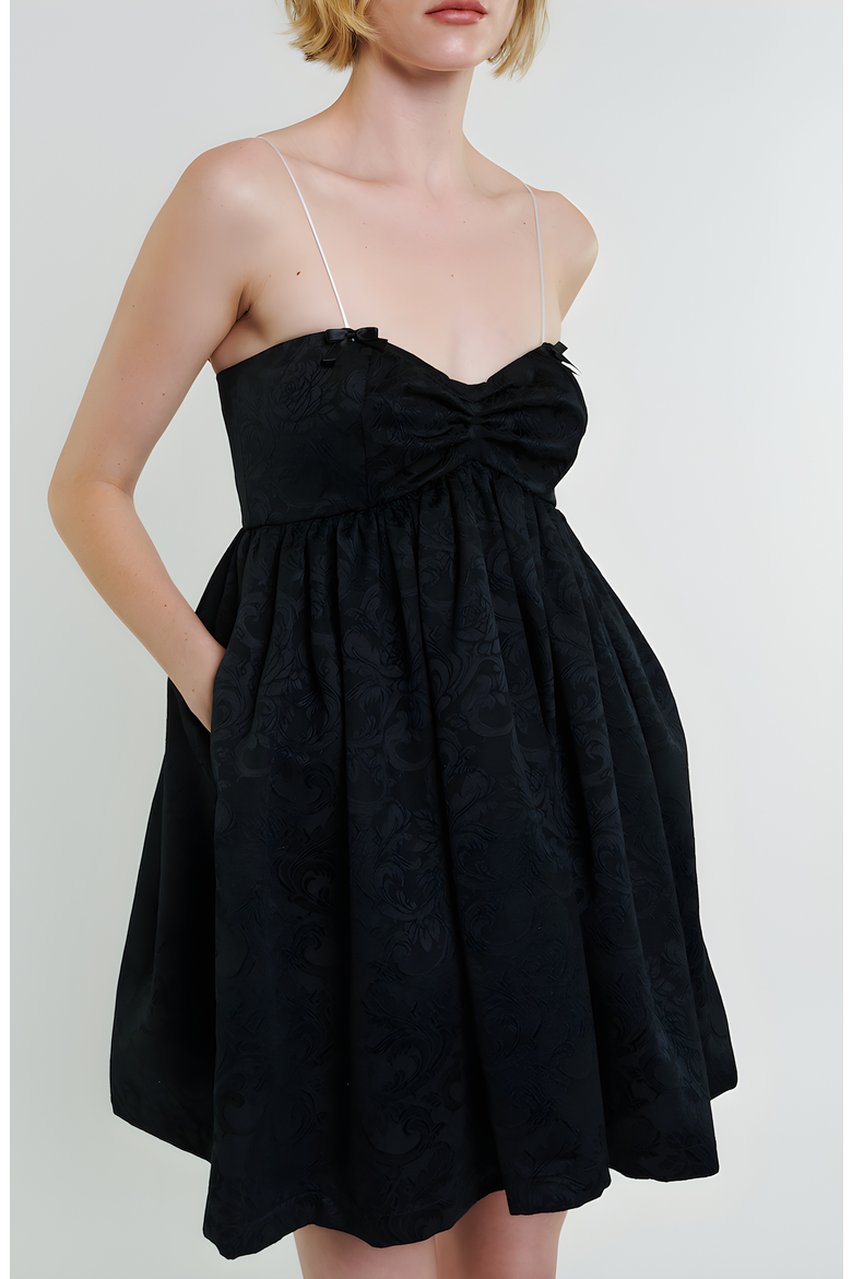 Stewart Mini Bow Dress, Alternate, color, Black / Cream