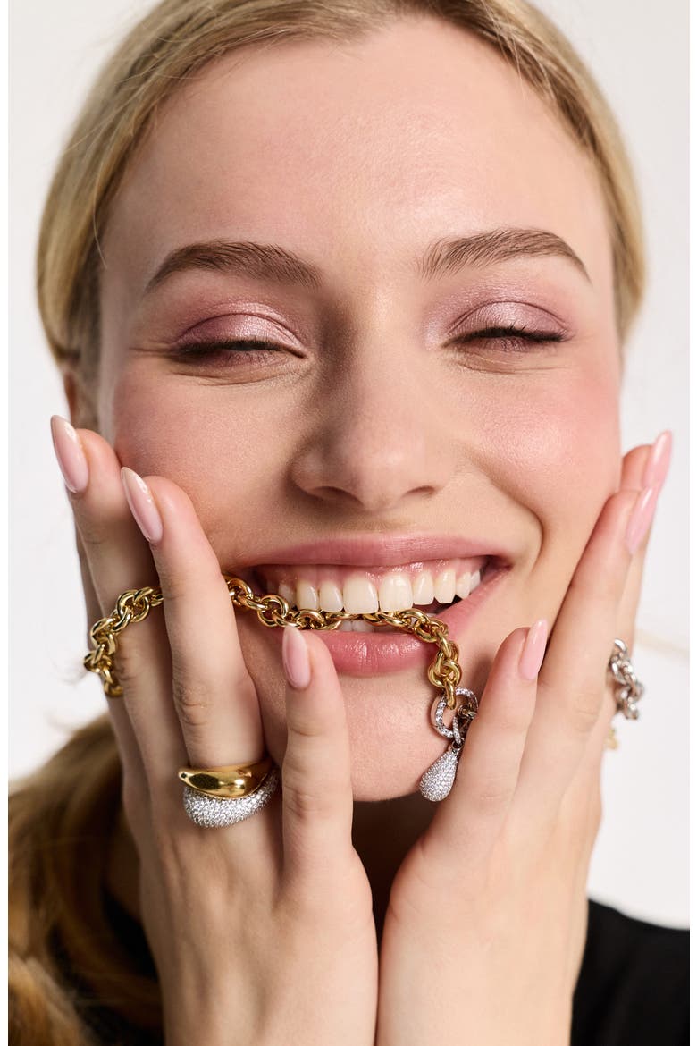 Gemini Pavé Drop Chain Necklace, Alternate, color, GOLD