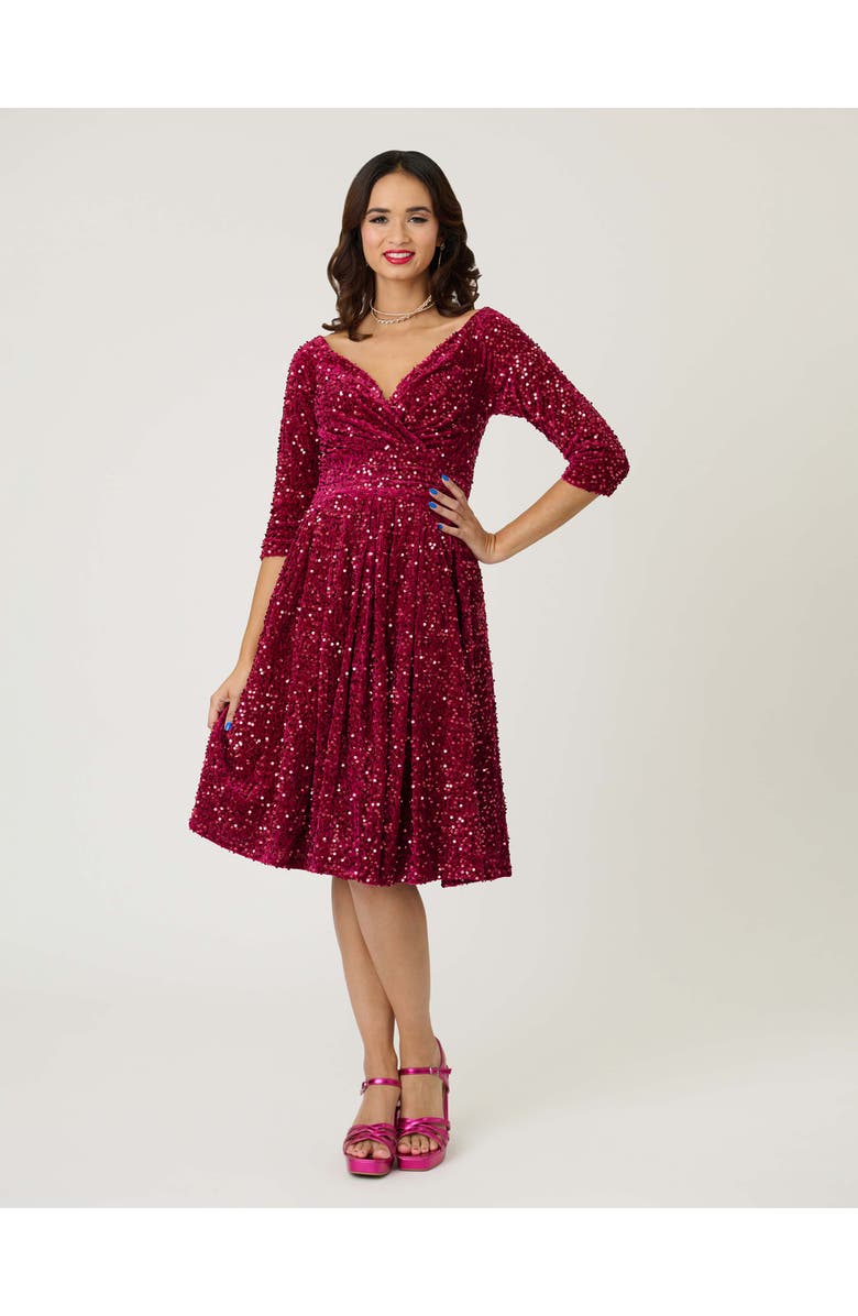 Unique Vintage 1950s Marceline Swing Dress, Main, color, Burgundy