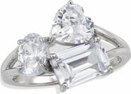 SAVVY CIE JEWELS Rhodium Plated Sterling Silver Mixed Cubic Zirconia Ring