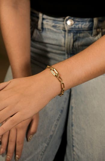 Sterling Forever Annabeth Mixed Chain Link Bracelet In Gold