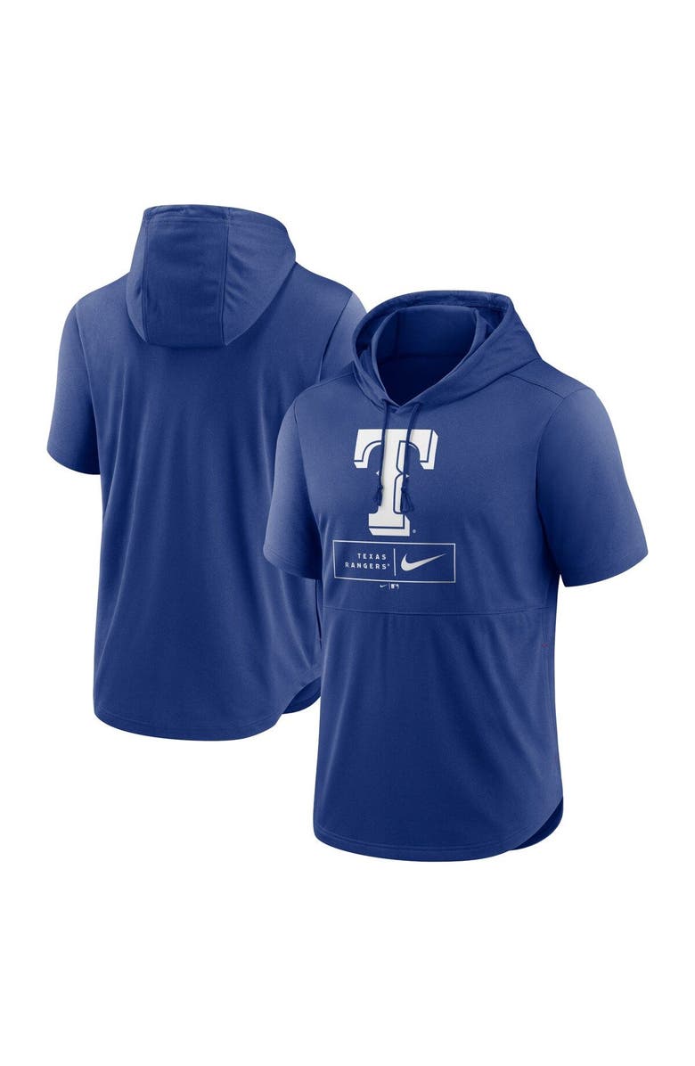 Nike Men's Nike Royal Texas Rangers Lockup Performance Short Sleeve Lightweight Hooded Top, Main, color, 
