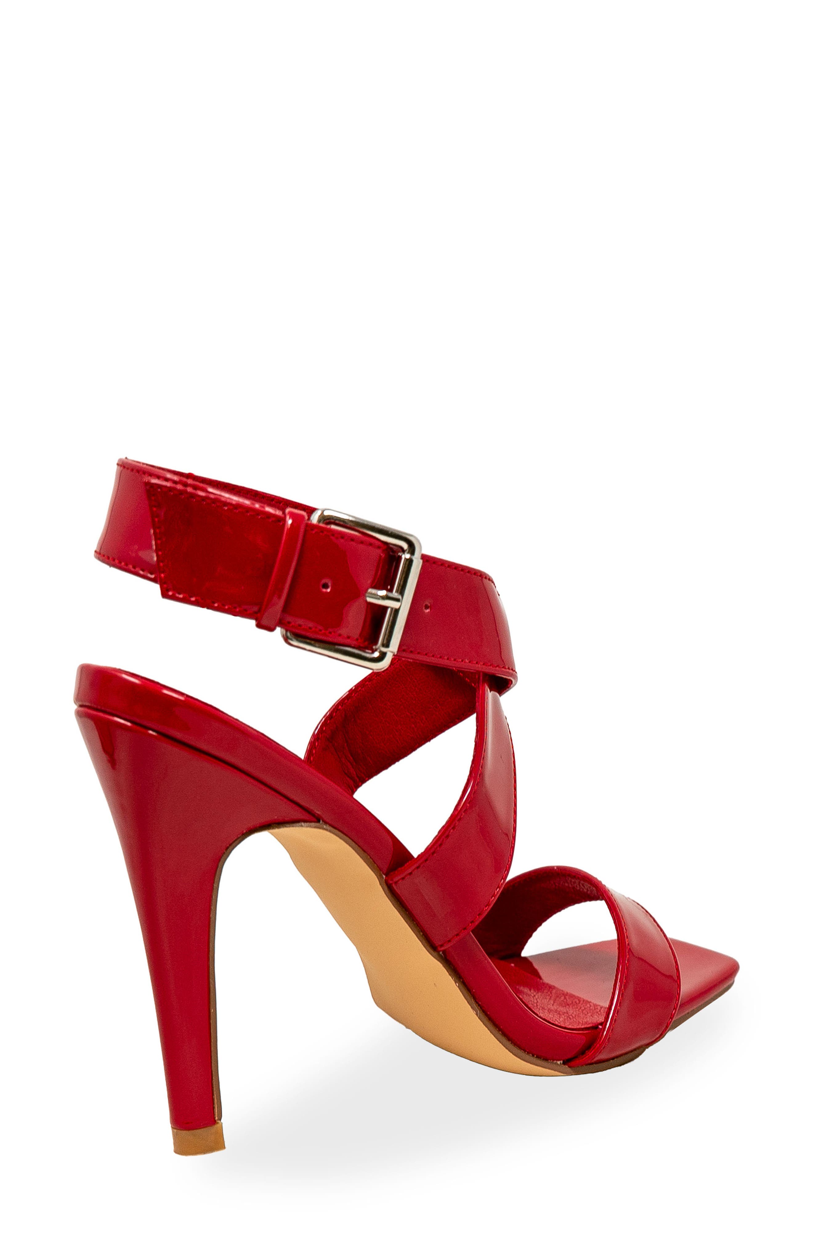 Crisscross Strap Sandal, Alternate, color, RED PATENT