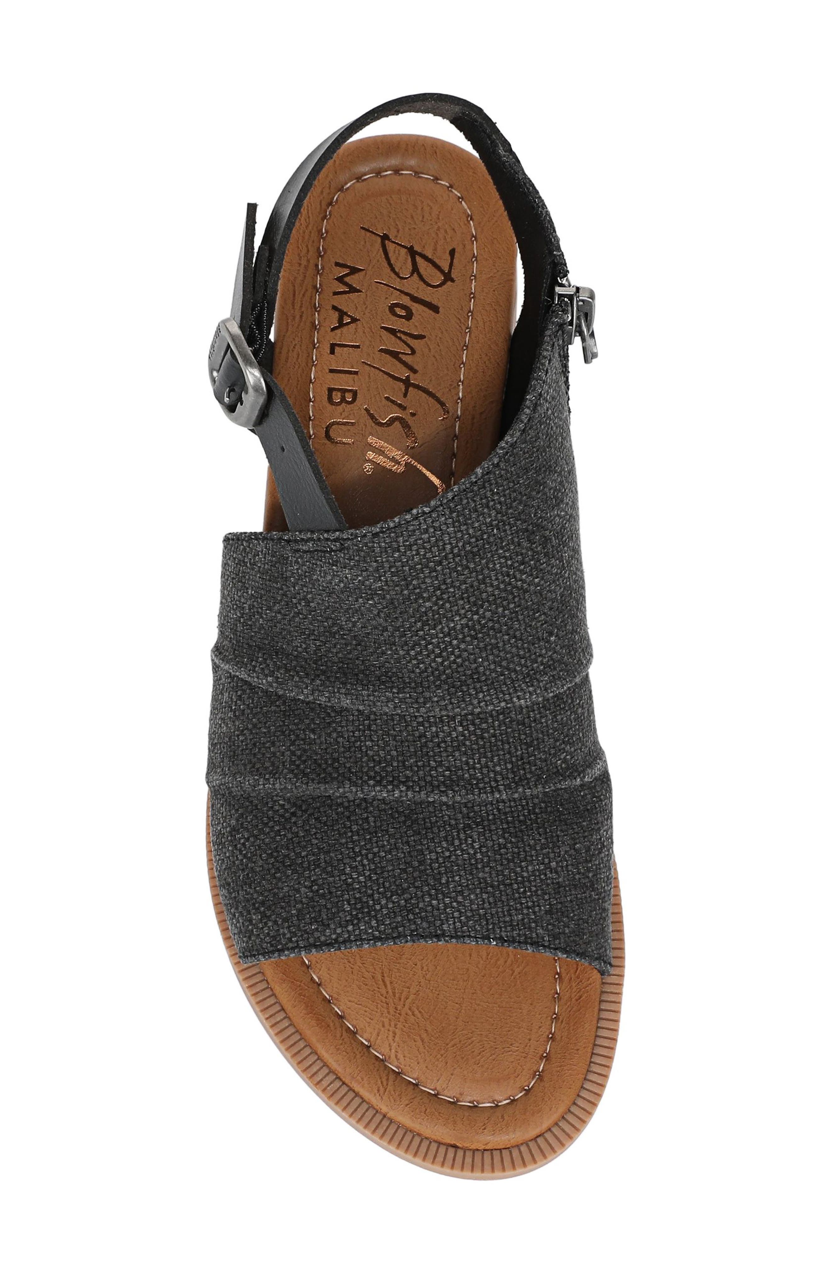 Blowfish Malibu Aspire Wedge Sandal, Alternate, color, Black Canvas/ Faux Leather