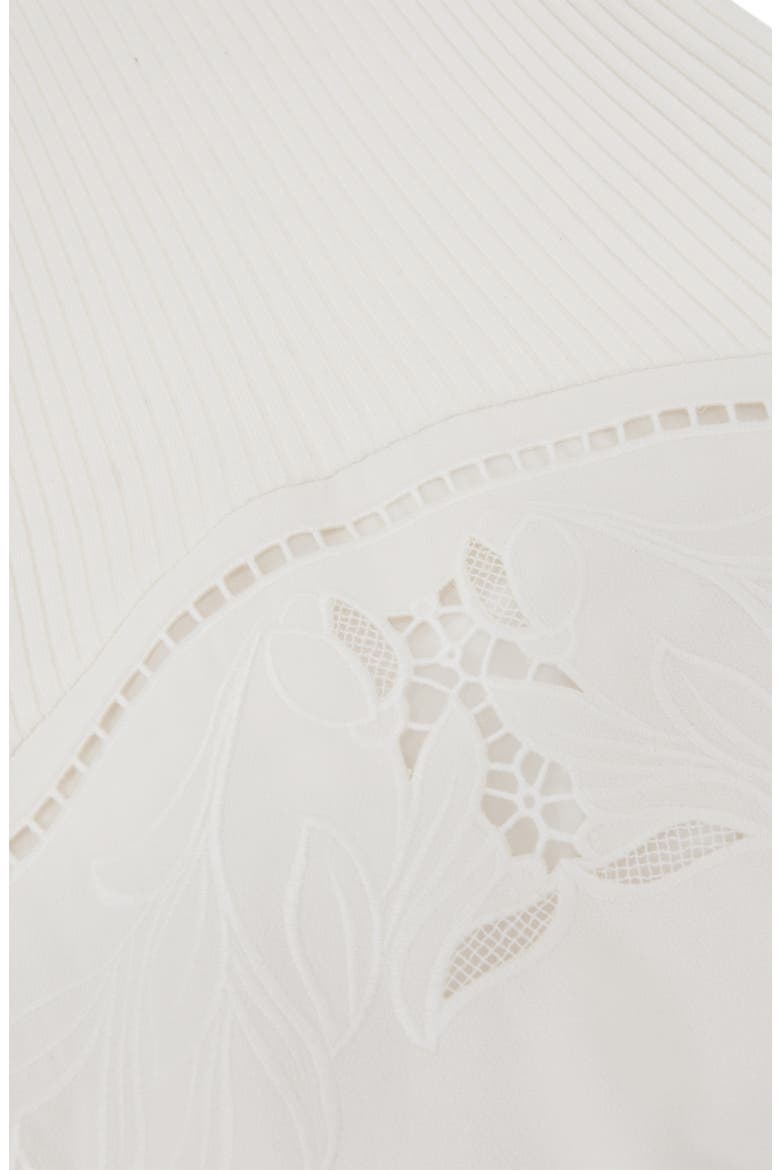 Phoenix Mixed Media Embroidered Eyelet Detail Dress, Alternate, color, IVORY
