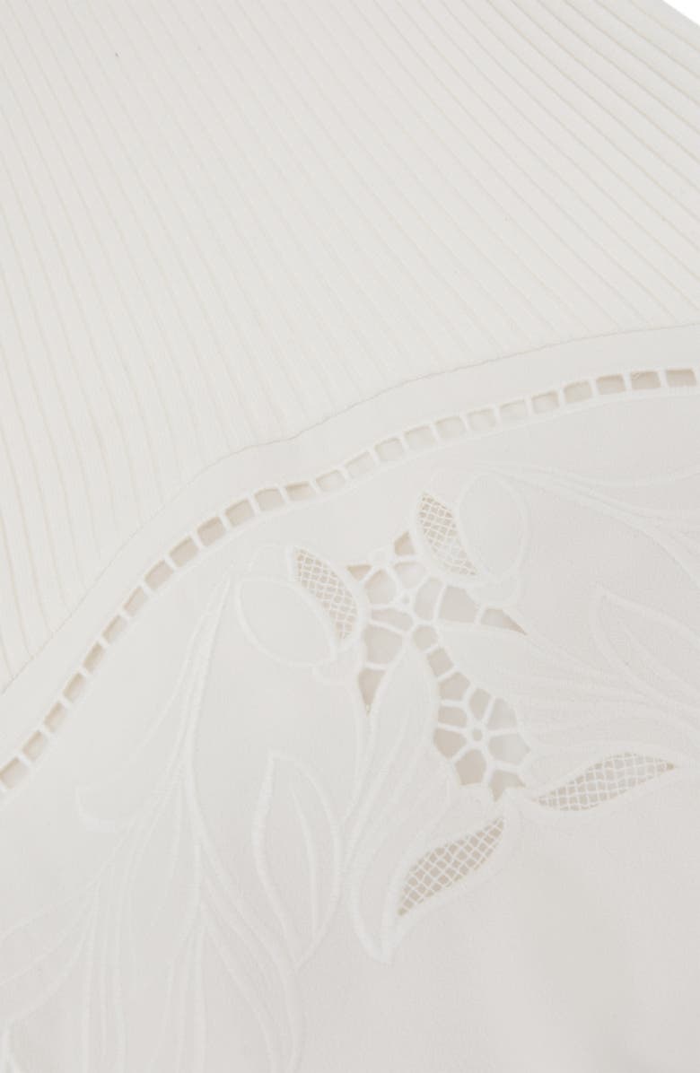 Reiss Phoenix Mixed Media Embroidered Eyelet Detail Dress, Alternate, color, Ivory