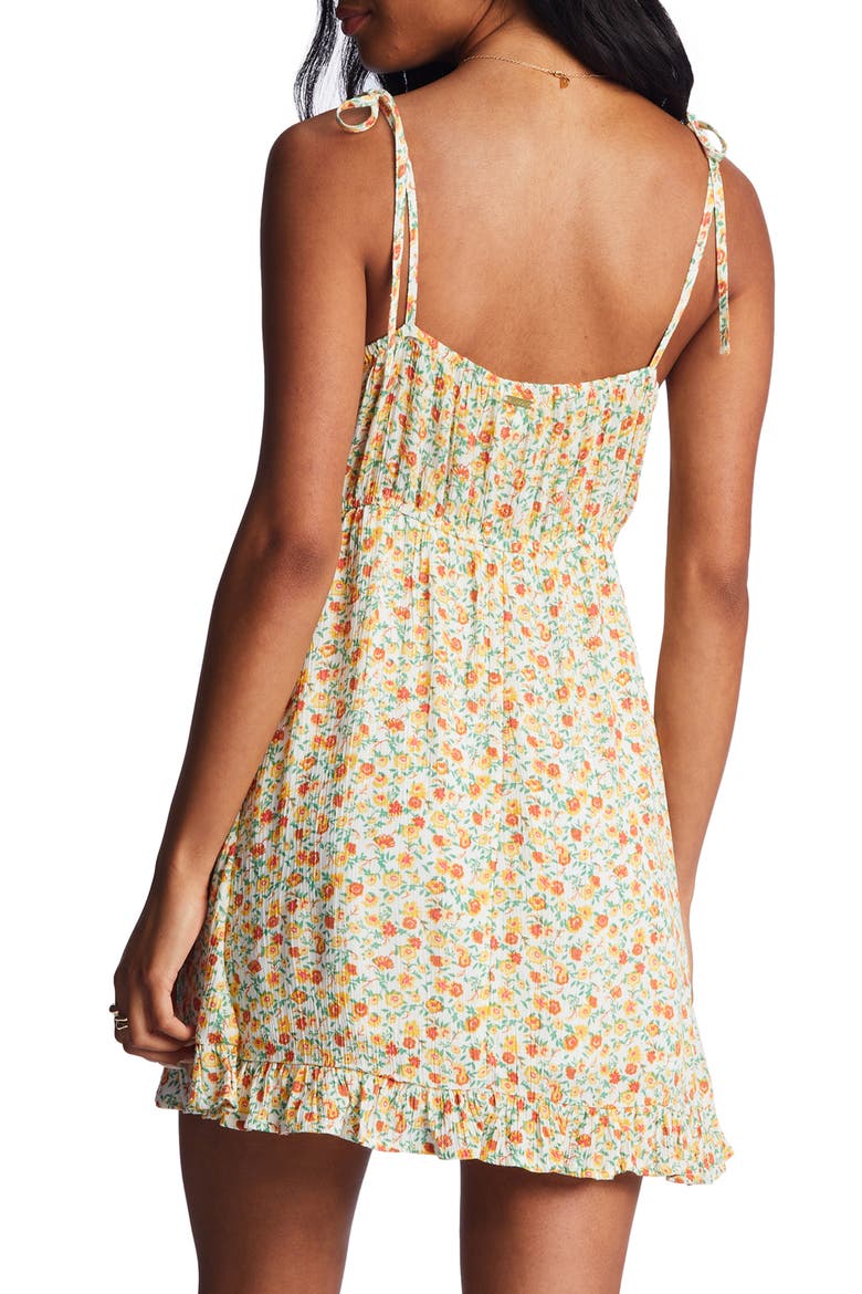 Heart Breaker Tie Strap Floral Mini Sundress, Alternate, color, SALT CRYSTAL