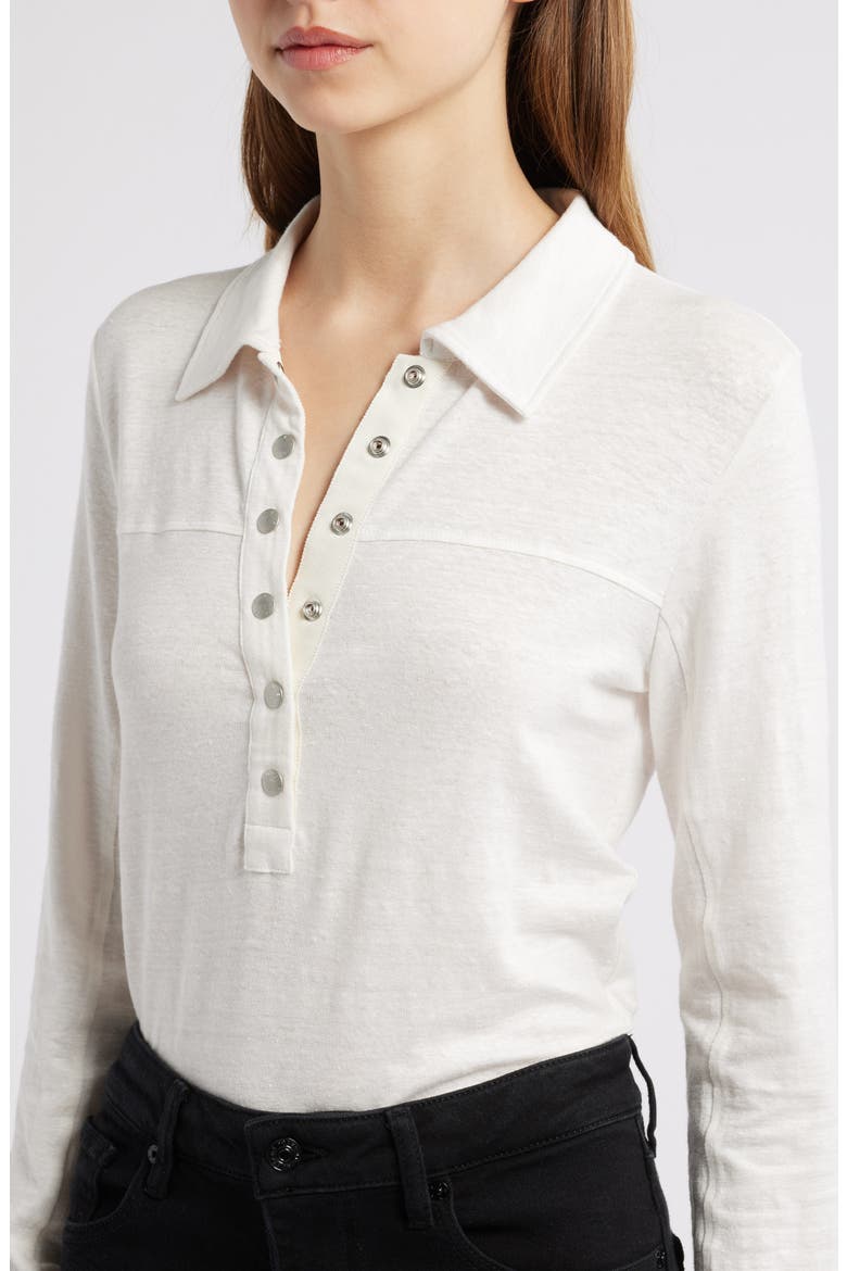 The Snap Long Sleeve Linen Blend Henley, Alternate, color, ALABASTER