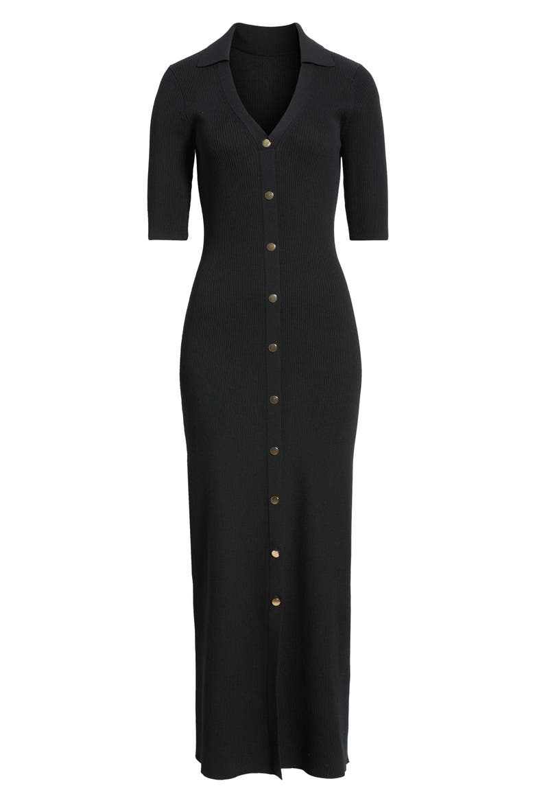 Rib Sweater Dress, Alternate, color, BLACK