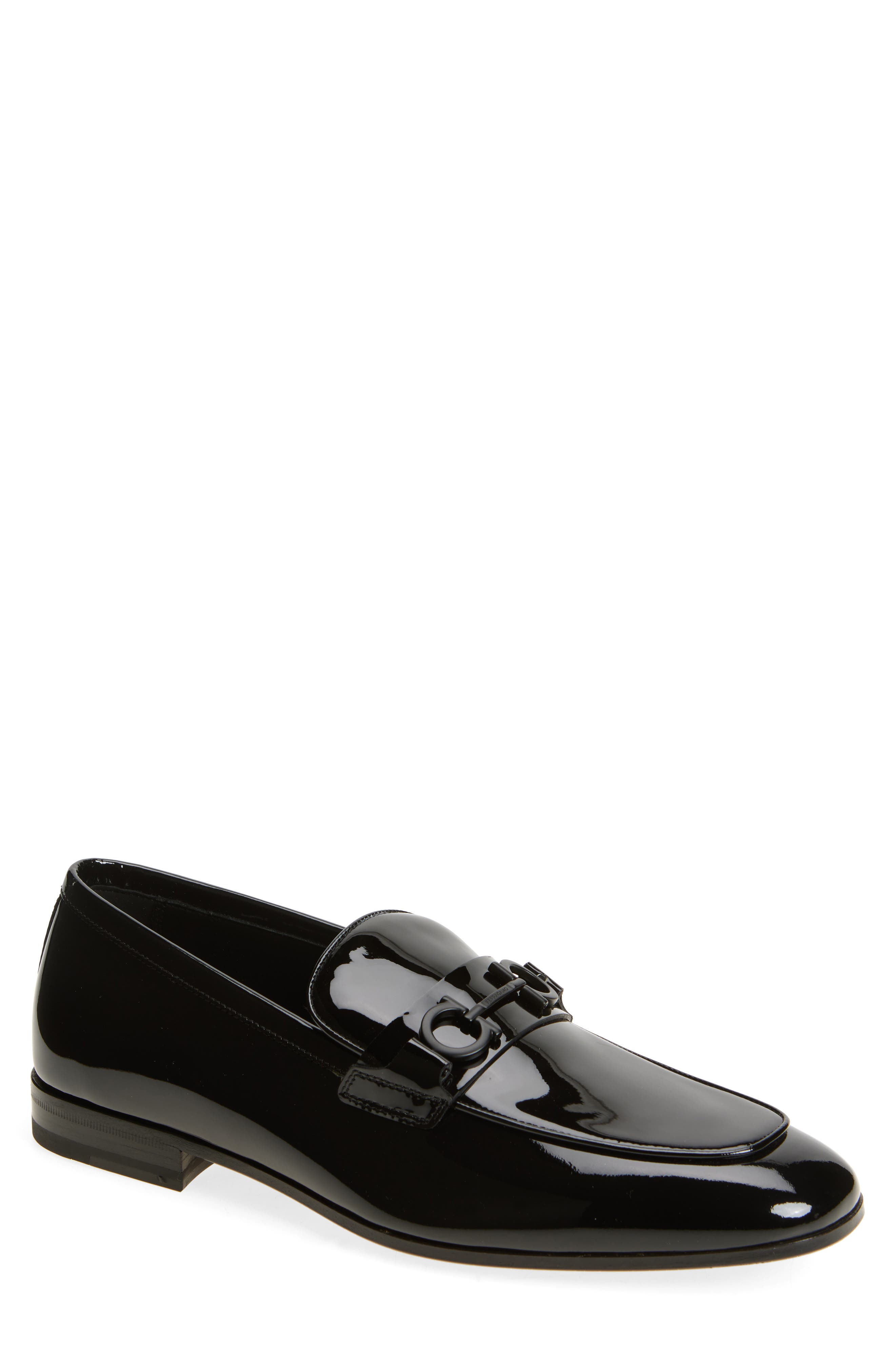 FERRAGAMO Balty Patent Loafer, Main, color, Nero Nero Nero