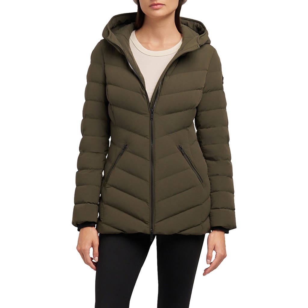 Moose Knuckles Rockcliff 5 Water Repellent Hooded 800 Fill Power Down Puffer Jacket In Green