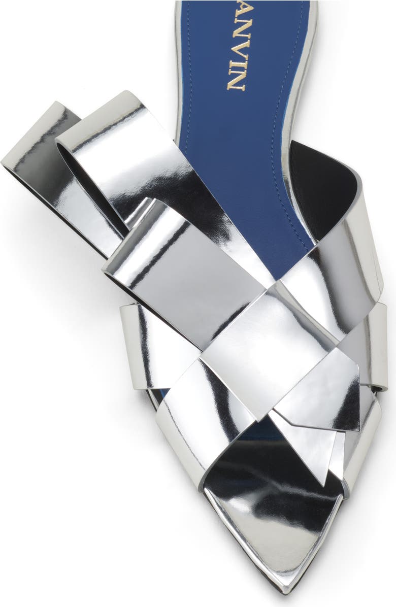 Lanvin Cadeau Mule Flats In Metallic Leather, Alternate, color, Silver