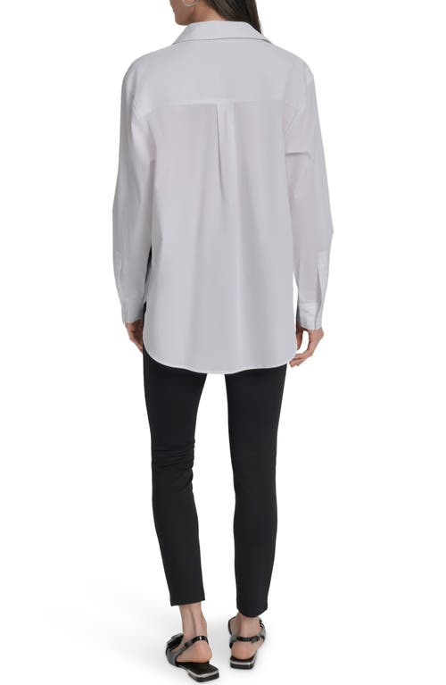 Dkny City Skyline Cotton Button-up Shirt In White