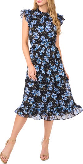Celeste Full Size Ruffle Hem Short Sleeve Smocked Dress