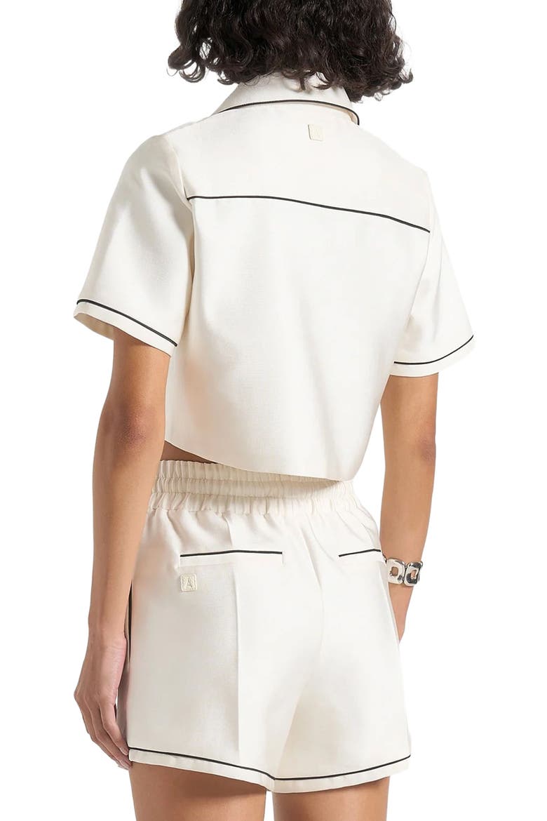 Maude Satin Cropped Shirt with Piping, Alternate, color, Off White