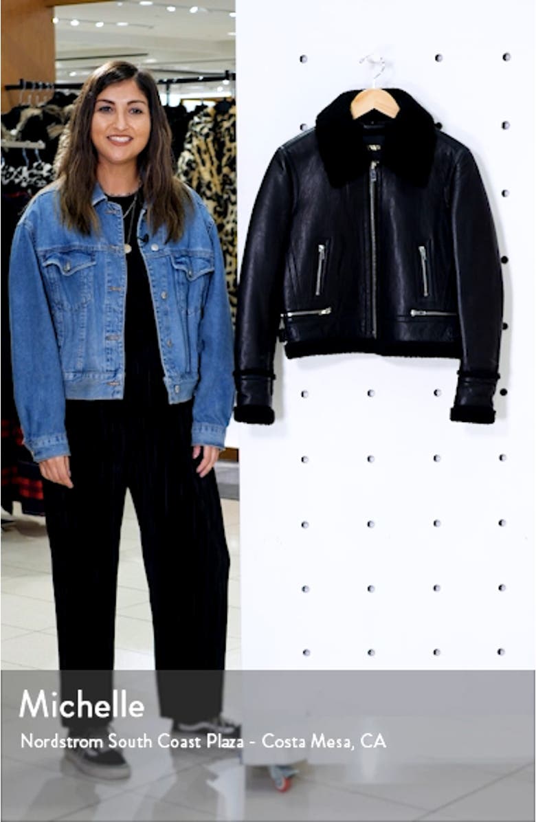 Bartonfink Lambskin Leather Biker Jacket with Genuine Shearling Trim, sales video thumbnail