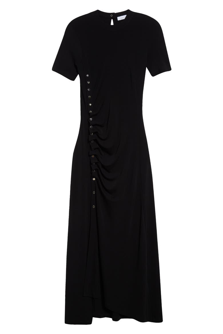 Drapé Pression Short Sleeve Maxi Dress, Alternate, color, BLACK