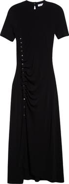 Rabanne Drapé Pression Short Sleeve Maxi Dress