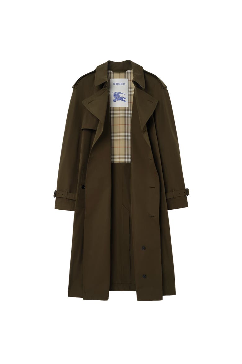 Long Lightweight Cotton Trench Coat, Alternate, color, Marsh green