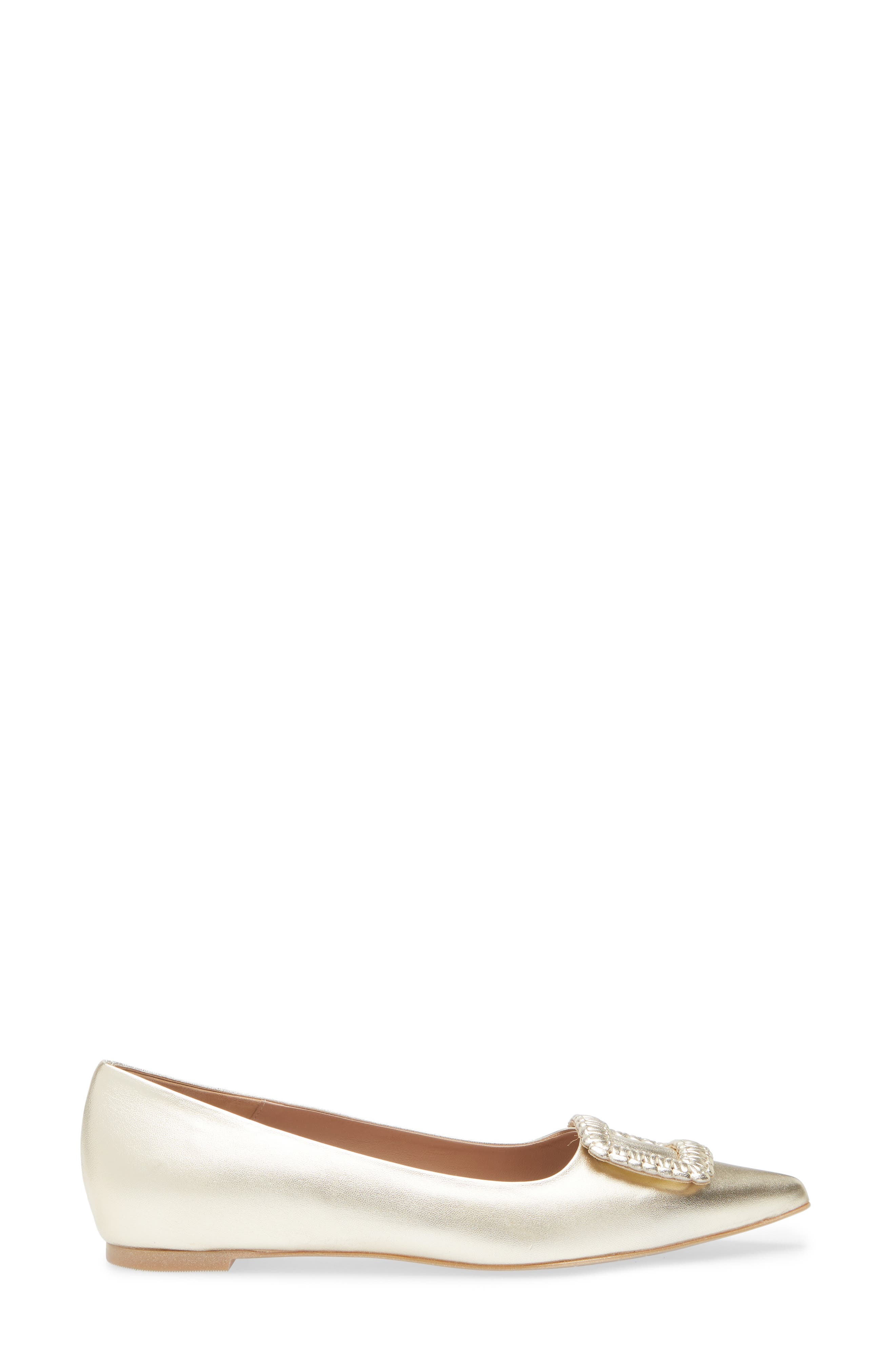 Aquatalia Jena Weatherproof Pointed Toe Flat, Alternate, color, Platino