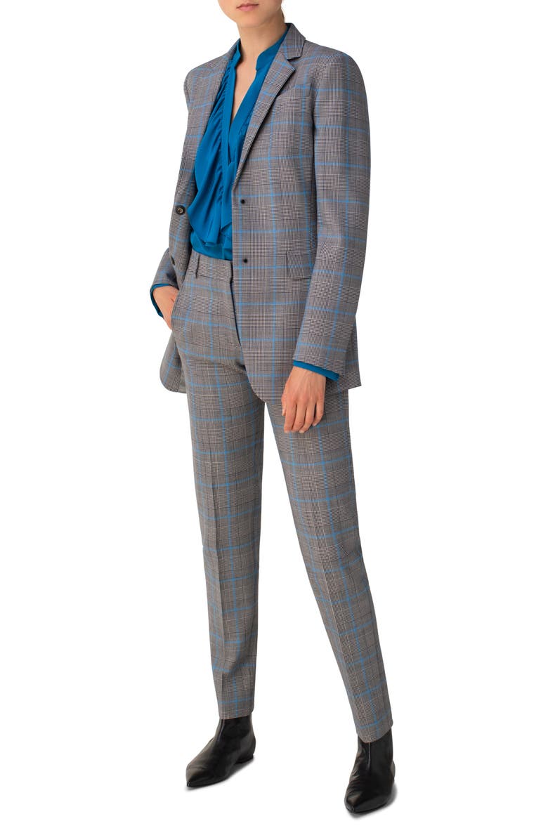 Akris punto Long Plaid Blazer, Alternate, color, 