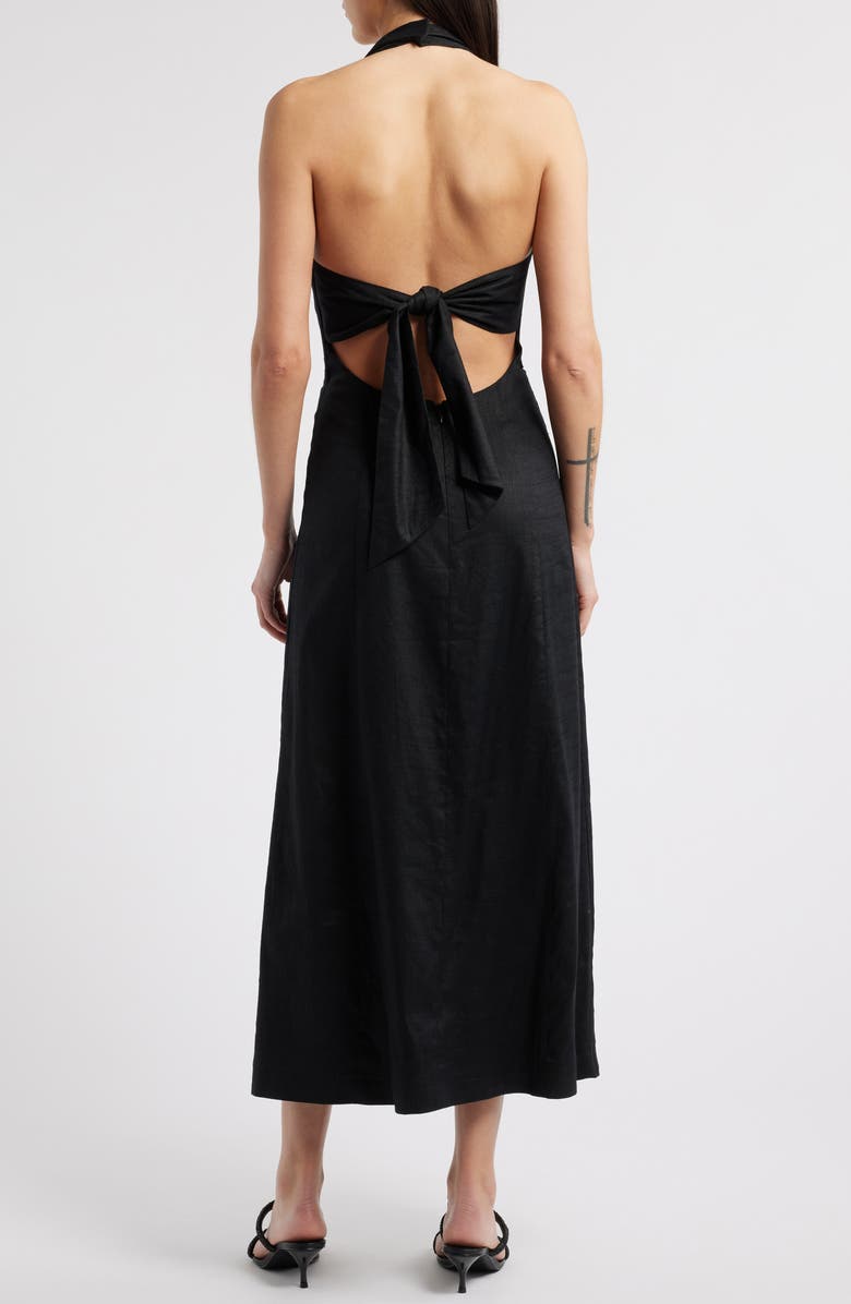 Cult Gaia Lianna Tie Back Halter Maxi Dress, Alternate, color, Black