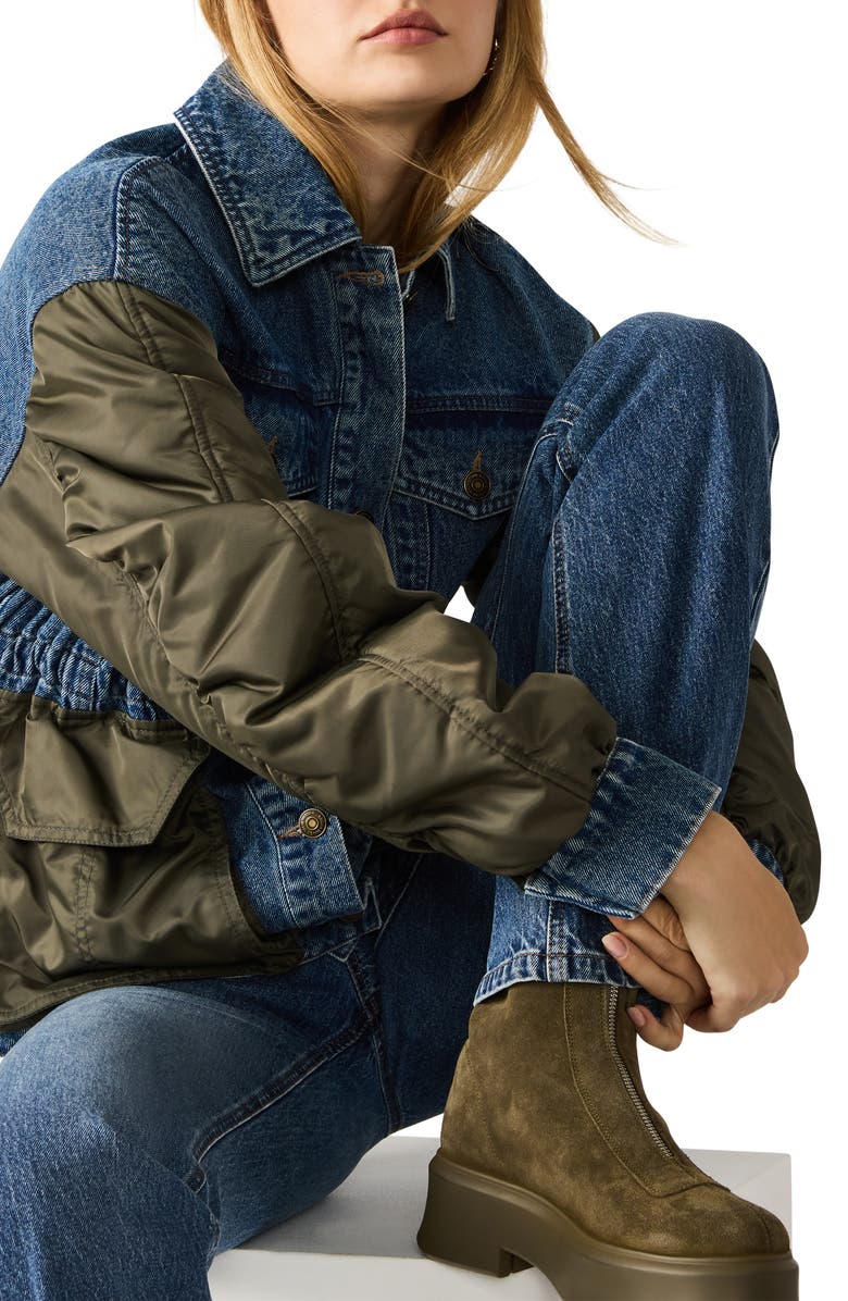 Steve Madden Joie Mixed Media Jacket, Alternate, color, Dark Navy