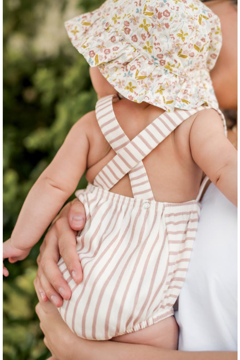 Crisscross Organic Cotton Bodysuit, Alternate, color, STRIPES AWAY PEONY