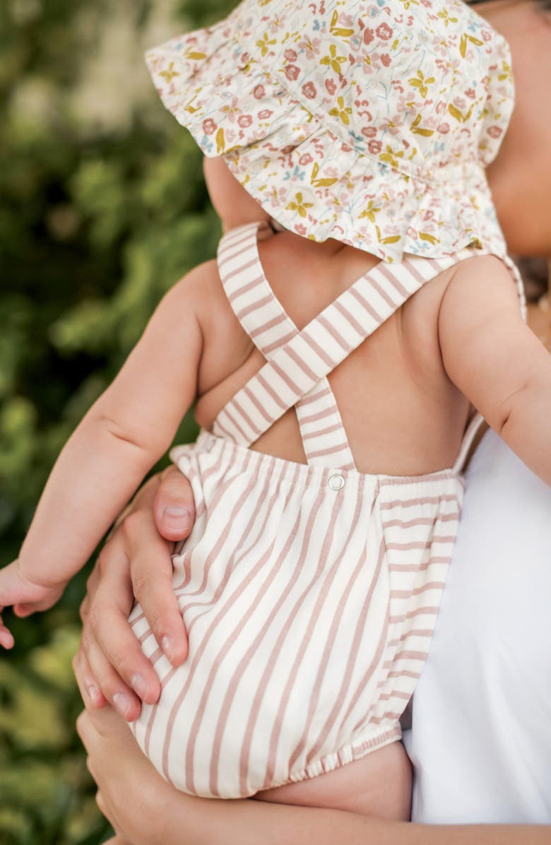 Pehr Crisscross Organic Cotton Bodysuit, Alternate, color, Stripes Away Peony