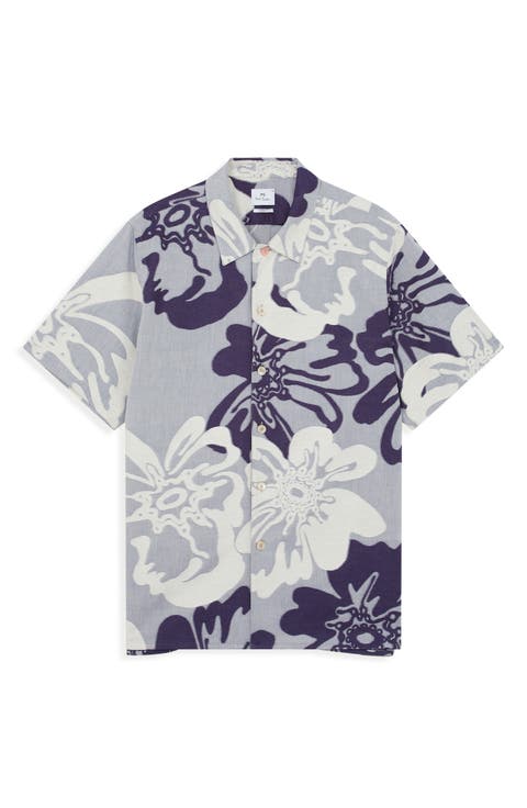 Casual Fit Floral Cotton Camp Shirt