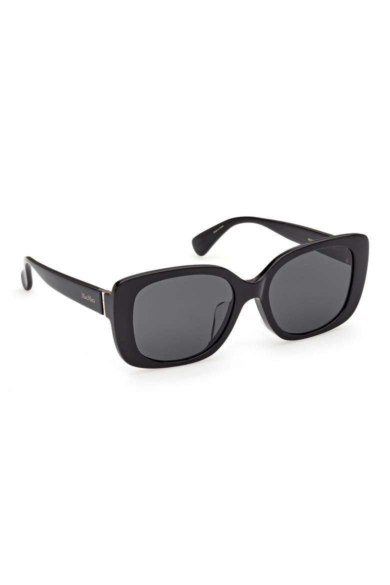 55mm Rectangular Sunglasses, Alternate, color, SHINY BLACK / SMOKE