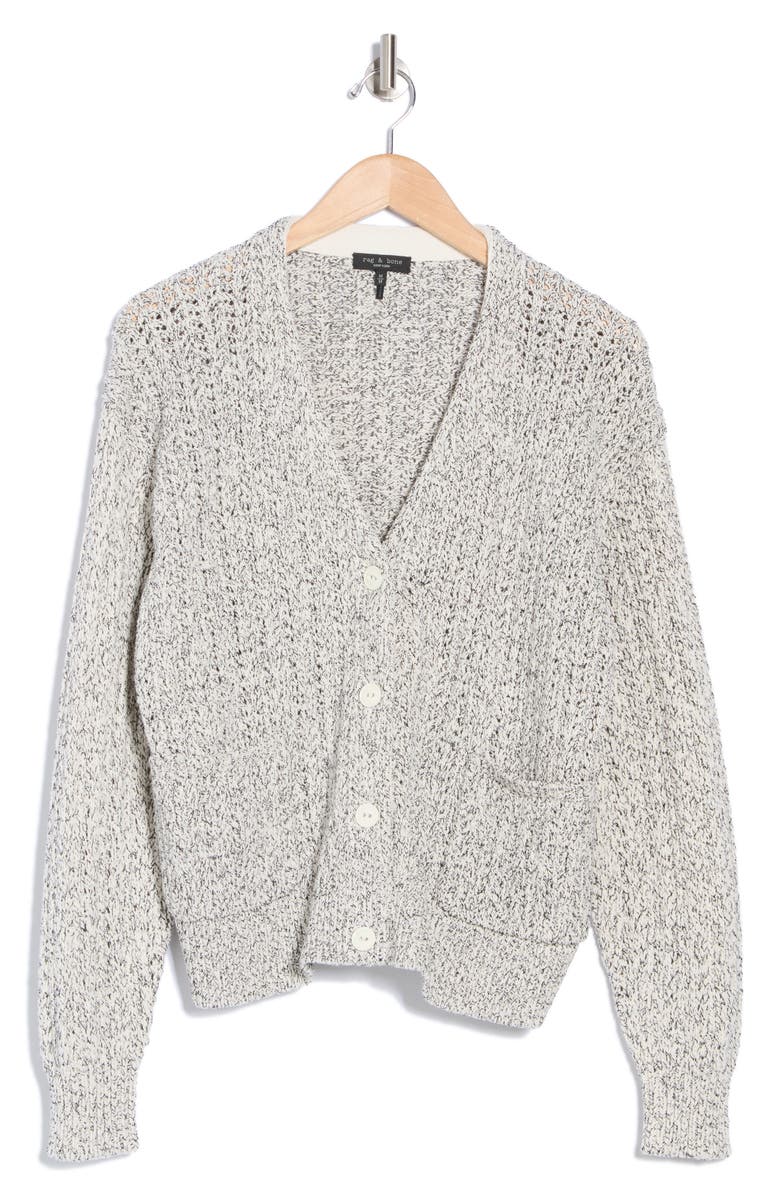 rag & bone Edie Cotton Blend Cardigan, Alternate, color, Oatmeal Multi