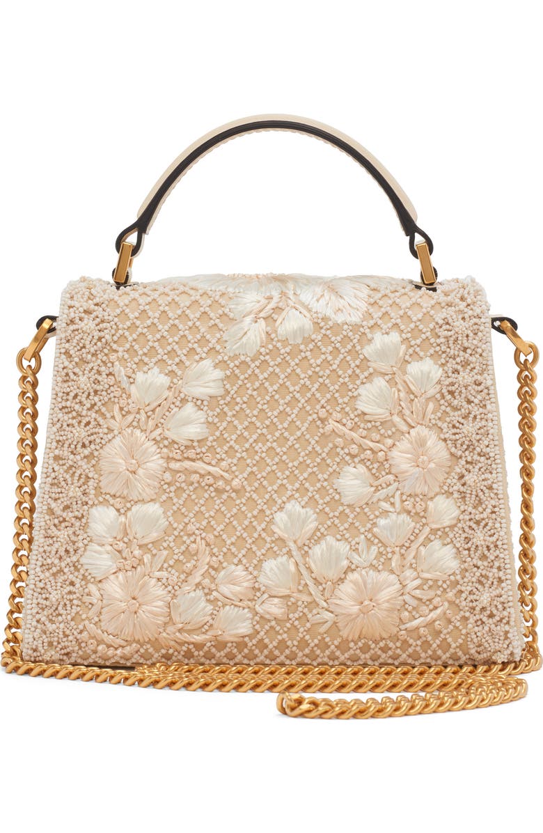 Valentino Garavani Mini Vsling Embroidered Moiré Top Handle Bag, Alternate, color, White/ Cream