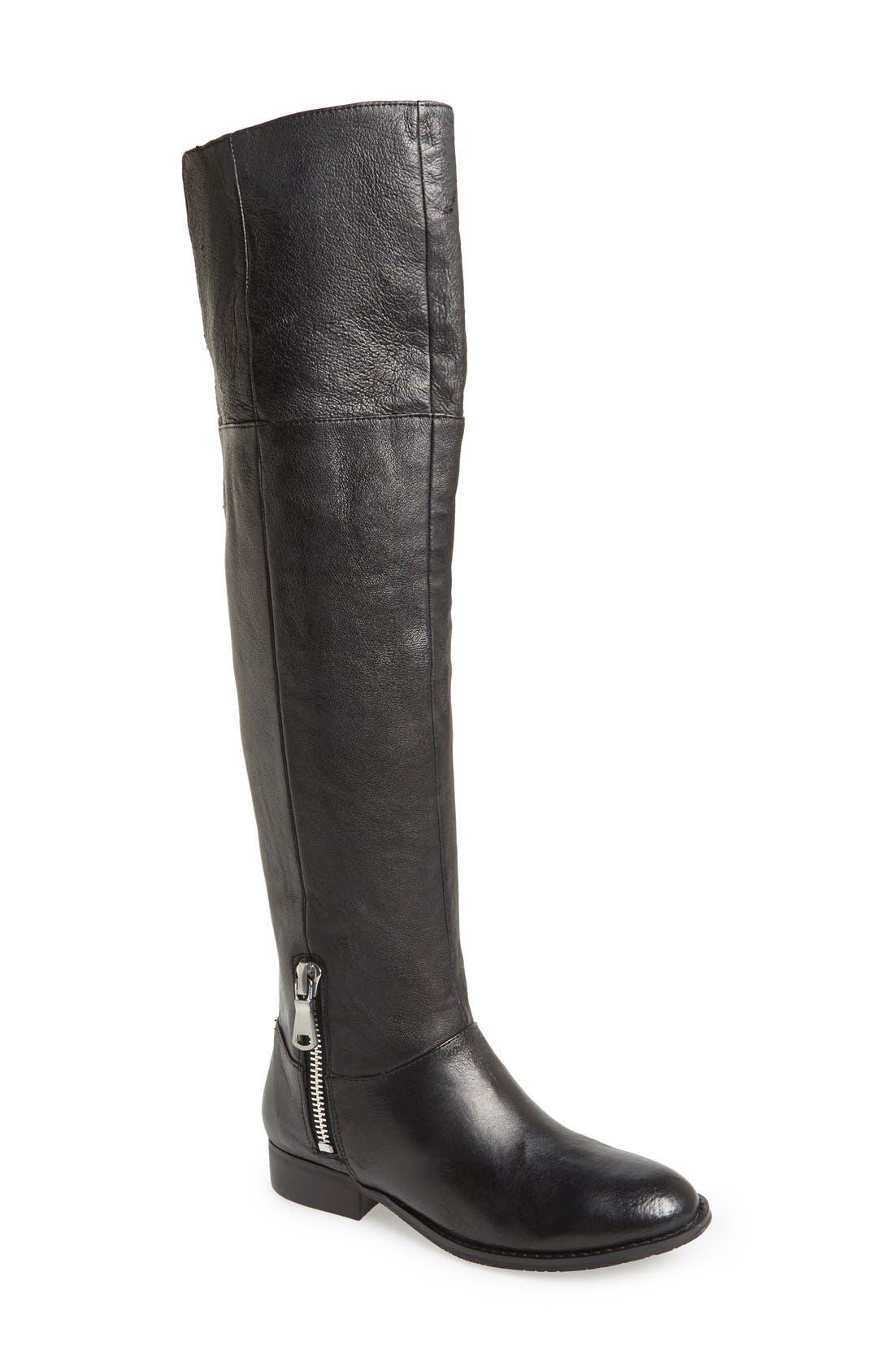 'Fawn' Leather Riding Boot, Main, color, BLACK