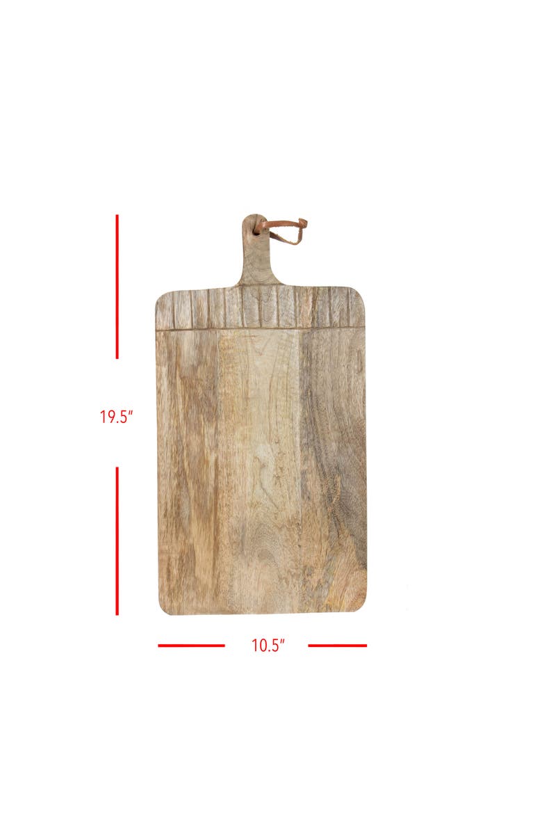 Foreside Home and Garden 11.5" x 20.5" Hand Carved Mango Wood Grain Serving Cutting Board, Alternate, color, Brown