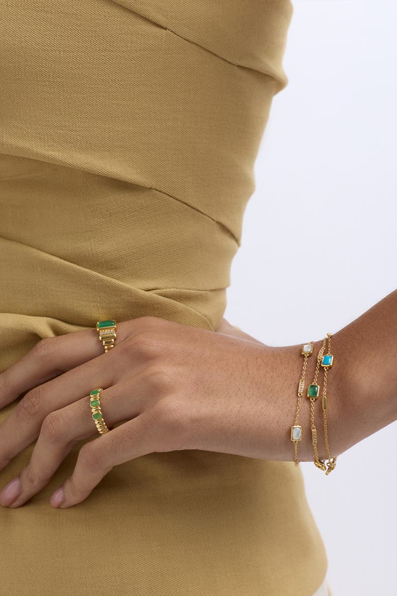 Gold Aurora Ridge Green Chalcedony Station Bracelet, Alternate, color, Gold