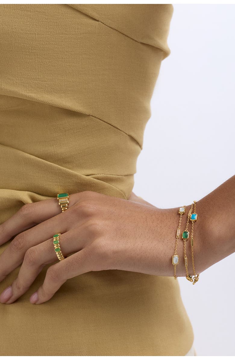 Astley Clarke Gold Aurora Ridge Green Chalcedony Station Bracelet, Alternate, color, Gold
