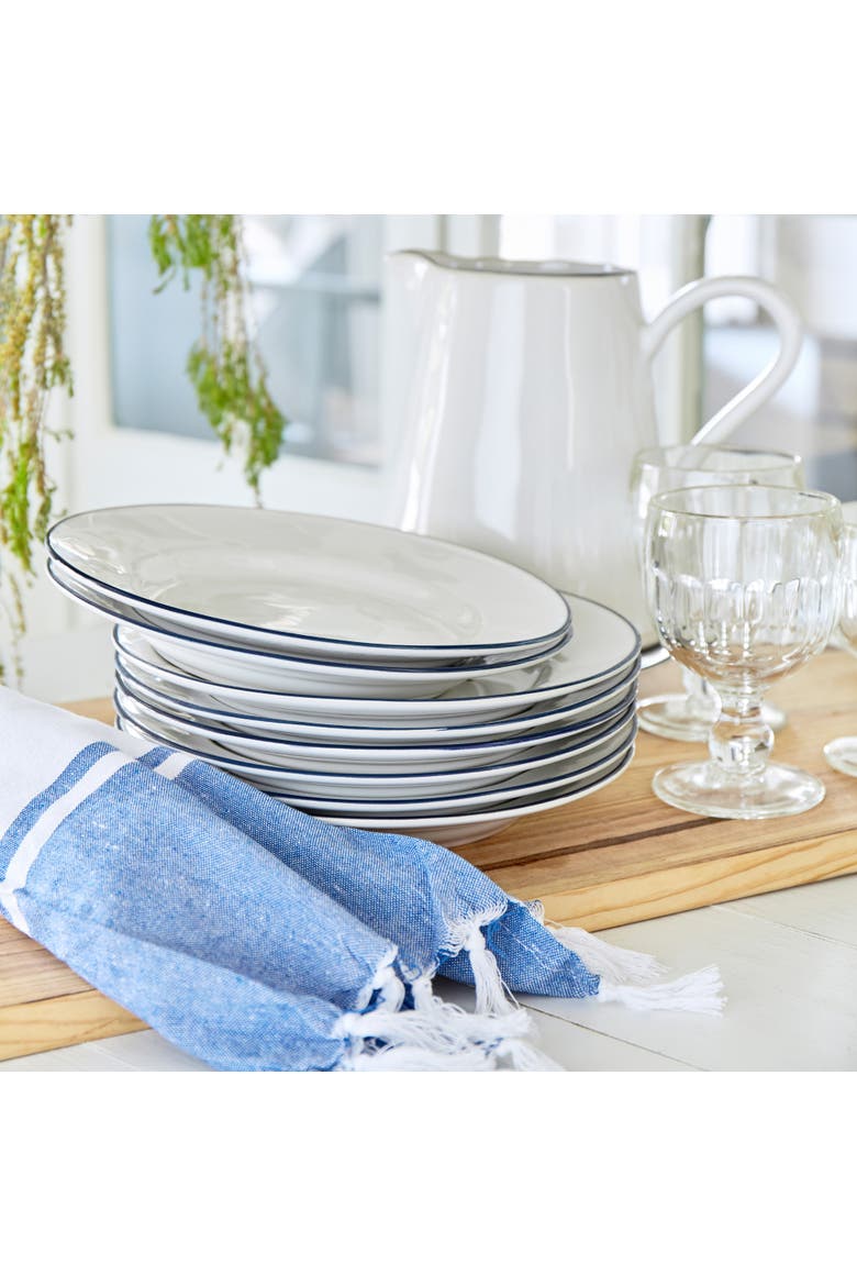 Beja Set/6 salad plates, Alternate, color, White & blue