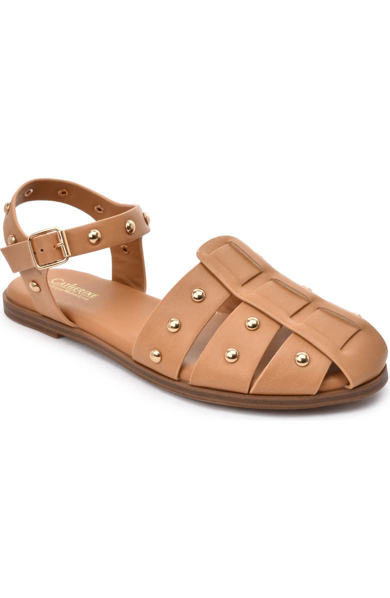 Catherine Catherine Malandrino Studded Fisherman Sandal, Main, color, Tan